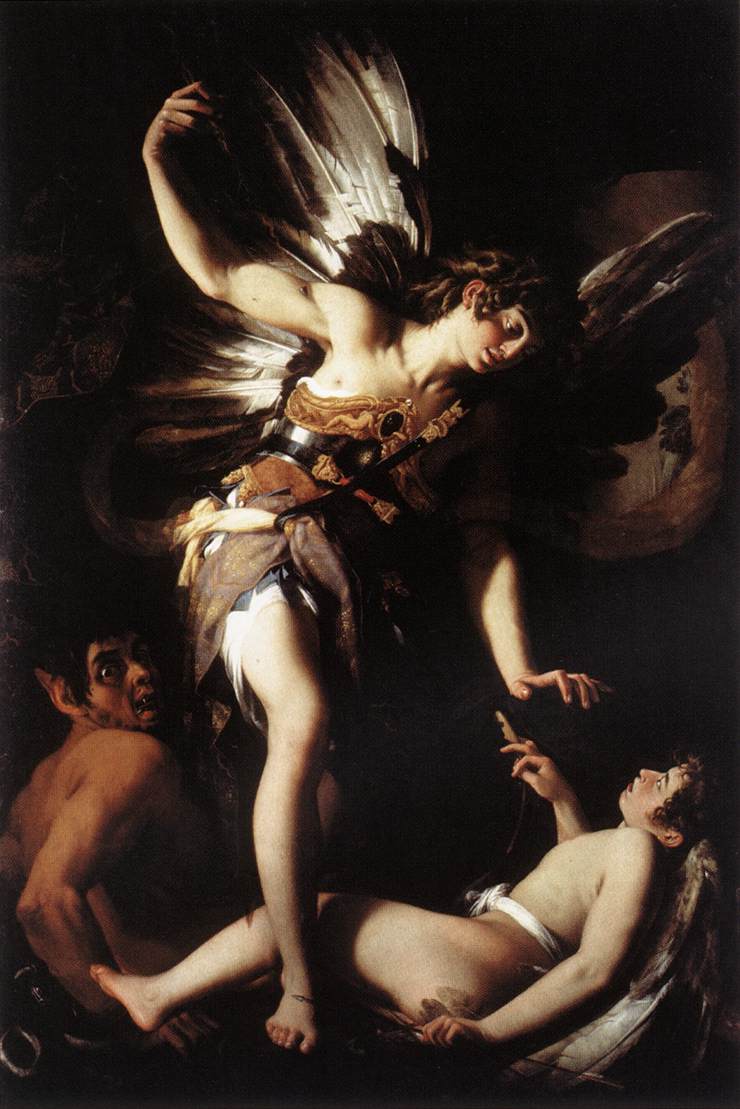 Giovanni Baglione. Sacred and Profane Love. 1602–1603, showing dramatic compositional chiaroscuro (from Wikipedia)