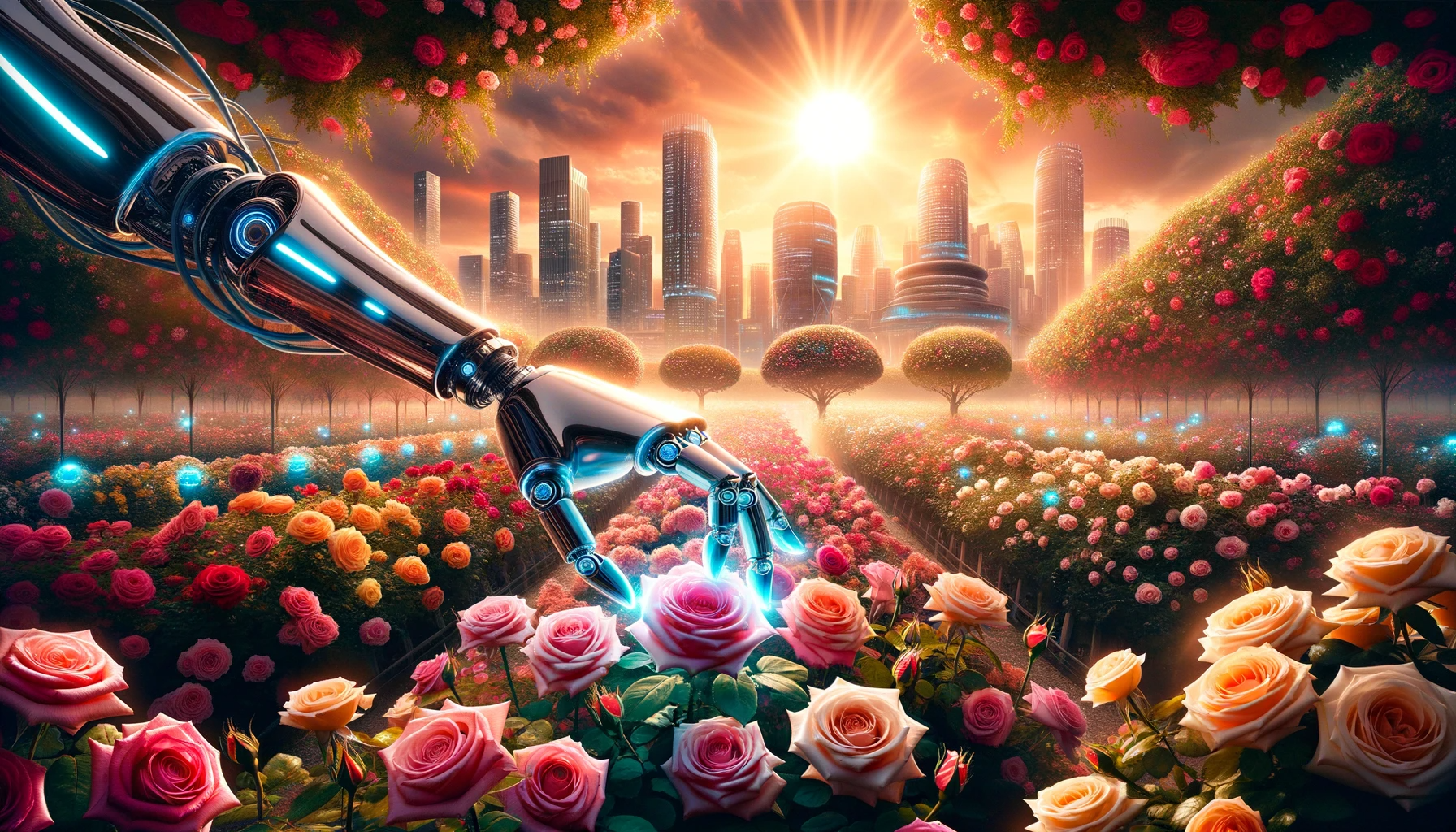 "Everything's coming up AI roses" by Marcel Gagné, created using DALL-E3.